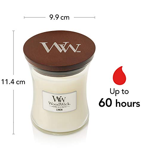 Woodwick Hourglass Vela Aromática en Tarro Mediano, Blanco (Linen), 275g