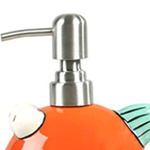 WSZQ Contenedor de jabón 13.5oz / 400 ml Dispensador de jabón de cerámica Sea Animales de mar Jabón de Mano Botella de loción de la Botella for Accesorios de baño de encimera (Pescado) para Regalo