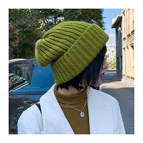 WYDMBH Gorro de Punto Sombrero de Invierno for sobredimensionamiento Foros de Punto Sueltos Mujeres Gruesa cálida Vogue Damas Lana Sombrero Hembra Grande tamaño goreie Sombreros