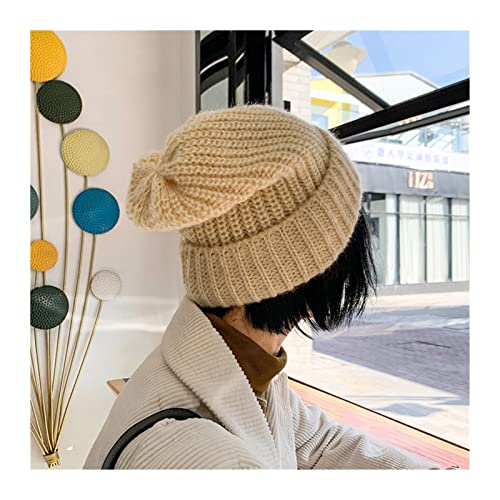 WYDMBH Gorro de Punto Sombrero de Invierno for sobredimensionamiento Foros de Punto Sueltos Mujeres Gruesa cálida Vogue Damas Lana Sombrero Hembra Grande tamaño goreie Sombreros