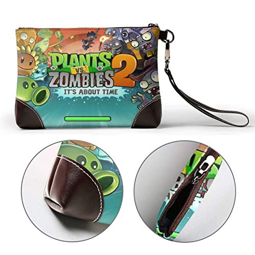 XCNGG Plants vs Zombies 2 Peashooter SunFlower Mujeres Hombres Bolsa de almacenamiento Neceser de viaje Estuche de maquillaje Estuche de cosméticos con cremallera Bolsa de embrague Organizador de