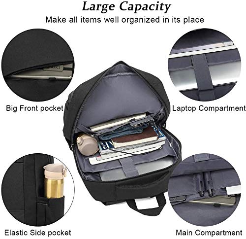 XQXA Mochila para Ordenador portátil con Puerto de Carga USB y Puerto para Auriculares,Mochila Hombre para Estudiantes de Colegio y Universidad, Compatible con portátil de 15,6 Pulgadas