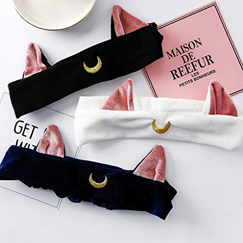 Xrlwood Women Cat Ears Headband Face Wash Cosmetic Hair Hoop Make up Headwear Shower Yoga Hair Band