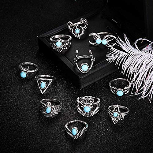 YADOCA 84 Piezas por Juego de Anillos de aleación diseñado para Chicas la Moda Hermoso Zafiro Talla Hueca