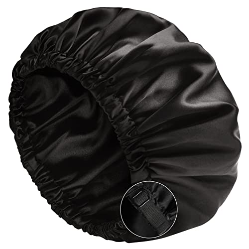 YANIBEST Gorro de Satén para Dormir Pelo Rizado Ajustable Doble Capa Sombrero Suave para Mujeres y Chicas