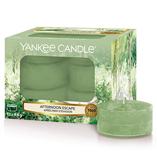 Yankee Candle Velas perfumadas de té | Escape por la tarde | 12 unidades | Colección Garden Hideaway