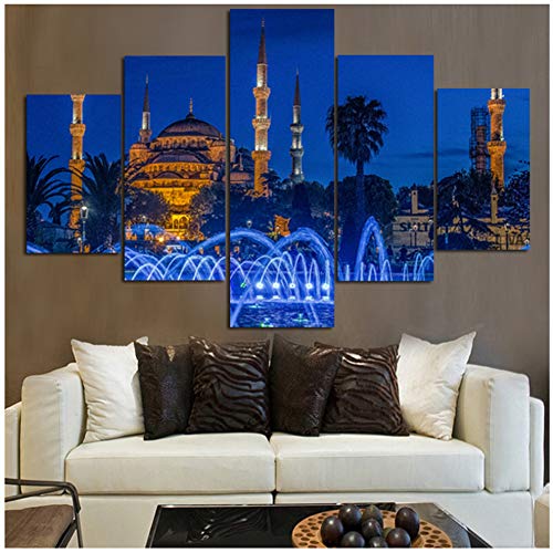 yhyxll Impresión sobre lienzo en alta definición de Turquía islámica de Estambul Sultan Ahmed Mezquita Ahmed Paisaje Religioso Impresión en Lienzo para Salón 30x40 30x60 30x80 cm Sin Marco