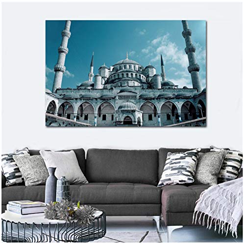 yhyxll Sultan Ahmed Mezquita edificios paisaje lienzo pintura póster fotos sala de estar hogar pared arte arte moderno decoración -24 x 36 in No Frame