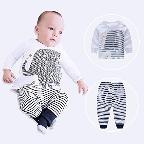 Yilaku Conjunto de Ropa Bebé Niño Recién Nacido Niño Camisa de manga larga + Pantalones 2 piezas trajes Bebe Ropa Primavera y Verano