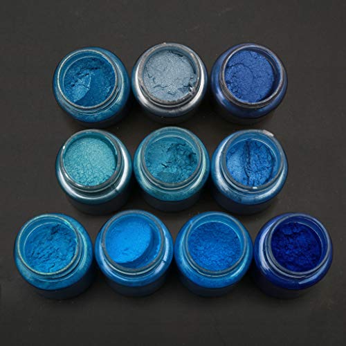 Yinuneronsty - Categoría cosmética de colorante de resina epoxi de color de perla de polvo de Mica de azul marino de 10 colores
