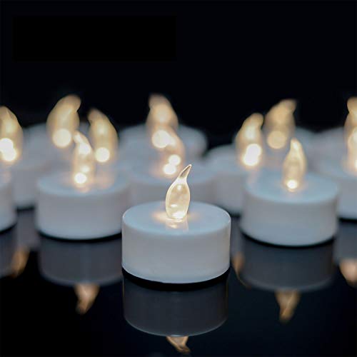 YIWER unidades LED Velas CR2032 pilas velas sin llama,Velas de té,Velas LED,Velas parpadeantes sin Llama,Velas Artificiales realistas a Pilas con Luz blanca cálida,24pcs