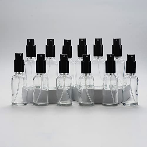 Yizhao Transparente Pulverizador Cristal 30ml, Glass Spray Bottles con [Atomizador],para Aceites Esenciales, Mezclas de Aromaterapia, Perfumes, Masajes, Líquidos Químicos, Farmacéutico– 12Pcs