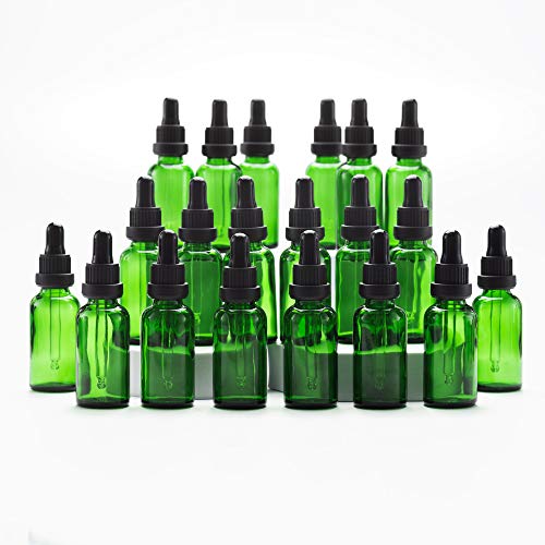 Yizhao Verde Frasco Cuentagotas Cristal 30ml, Botellas Cuentagotas con [Pipeta Cuentagotas Cristal], para Aceite Esencial, Masaje,Fragancia, Aromaterapia, Laboratorio - 24Pcs