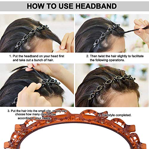 YMHPRIDE Diademas con pinzas, 6 piezas de horquillas para el cabello, nuevo diseño, doble capa, trenza, diadema, clip, doble flequillo, horquilla, peinado, accesorios para el cabello