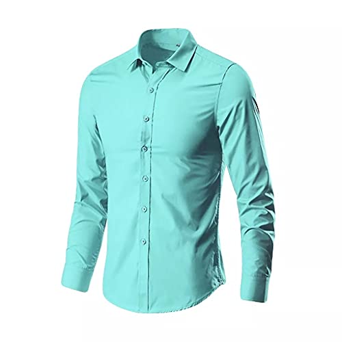 YMXDHZ Camisa de ropa for hombres Camisa de manga larga Casual Slim Fit Dress Social Dress Tops Plus Tamaño M-3XL Camisetas (Color : Green, Size : L code)