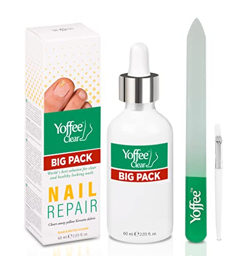 Yoffee Clear Kit Big Pack - Purity Nail - Tratamiento Anti Hongos para Uñas de Manos y Pies - con Árbol de Té y Aceite de Argán - Fórmula Mejorada - Antibacteriano y Antiséptico - Nuevo Formato (60ml)