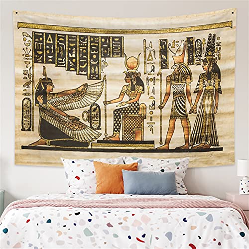 YongFoto 150x100cm Antiguo Egipto Tapiz Faraón Dios Horus Jeroglíficos Papiro Símbolo Civilización antigua Colgar en la pared Tapices para casa Decoración mural Manteles Manta
