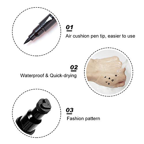 Yuccer 4Piezas Sello Delineador de Ojos Liquido Negro Lapiz de Ojos Larga Duracion Eyeliner Waterproof Stamp Delineadores Sello Del Tatuaje Lapiz para Mujer Cumpleaño Cosméticos Maquillaje