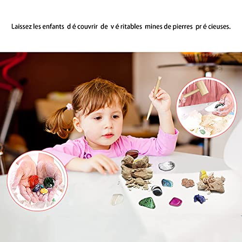 YUDIZWS Kit Cavar Piedras Preciosas Reales, Kit Científico Excavación 15 Gemas Reales, Juguetes Educativos Stem, Regalo Significativo para Niños Y Niñas,Natural