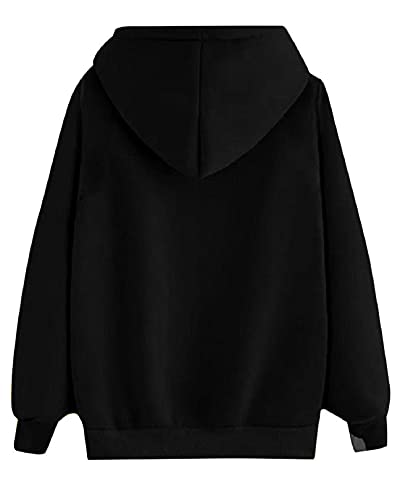 Yuson Girl Sudadera con Capucha de Mujer con Bolsillo Tipo Canguro de Manga Larga Sólida y cómoda Sudadera con Capucha de Manga Larga Otoño/Invierno(Negro,L)