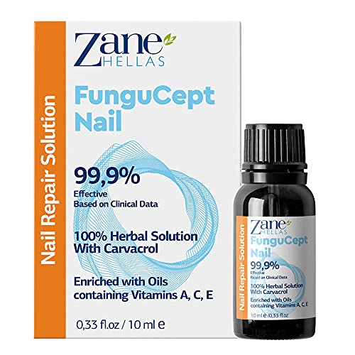 Zane Hellas FunguCept Nail. Solución de uñas micóticas. Solución de uñas de Hongos para uñas descoloridas, Gruesas, desmenuzadas y con Hongos. Resultados Visibles en 4 Semanas.0.33 oz -10ml