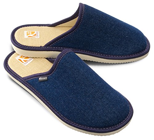 Zapatillas De Casa De Hombre Pantuflas Casa Hombre Suela De Memoria (42 EU, Azul vaquero)