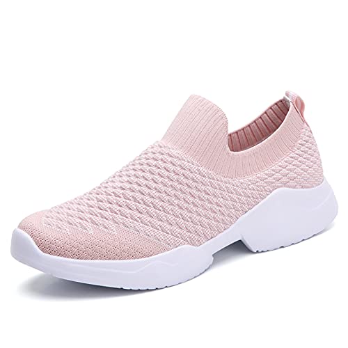 Zapatillas de deporte para mujer, ligeras, para caminar, zapatos de tenis, mocasines de enfermería, Pink, 36.5 EU