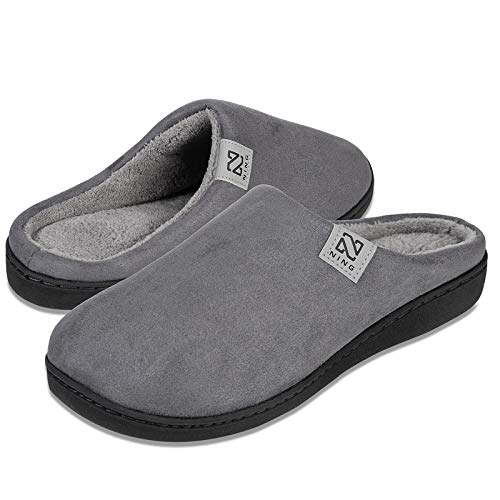 Zapatillas Hombre Mujer Invierno CáLido Zapatos Memory Foam Casa Antideslizante Pantuflas (Gris Oscuro, 44/45 EU)