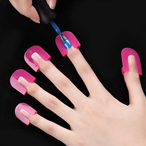 Zeayebsr 26 piezas plantilla de esmalte de uñas, guía de pintura de uñas de 10 tamaños, protectores de puntas de esmalte de uñas de manicura, accesorios de herramientas básicas reutilizables (rosa)