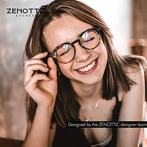 ZENOTTIC Gafas de Lectura de Bloqueo de Luz Azul Lentes Antirreflejos Gafas Retro de Ligero Marco Redondo para Hombres y Mujeres (TORTUGA, 2.00x)