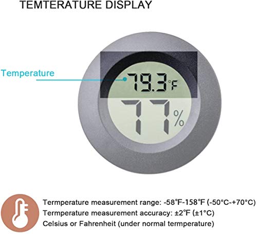 ZHITING Mini higrómetro Termómetro Monitor，LCD digital Medidor de humedad interior y exterior para humidificadores Deshumidificadores Invernadero Sótano Cuarto de bebé Fahrenheit (2PCS Black)