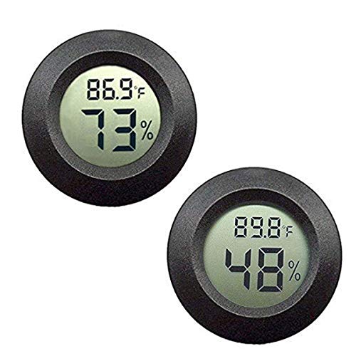 ZHITING Mini higrómetro Termómetro Monitor，LCD digital Medidor de humedad interior y exterior para humidificadores Deshumidificadores Invernadero Sótano Cuarto de bebé Fahrenheit (2PCS Black)