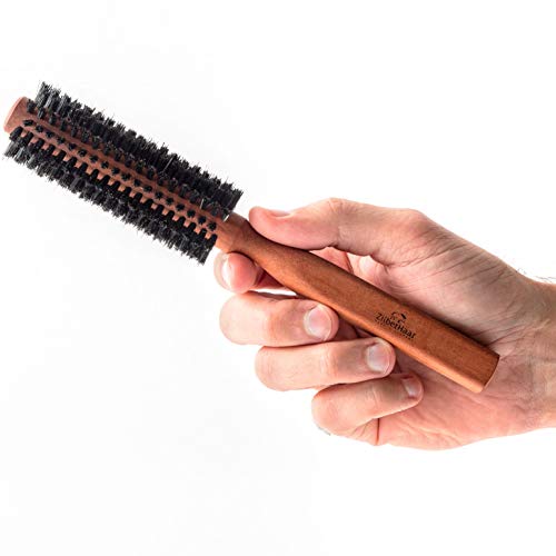 ZilberHaar – Styler – Cepillo redondo para barba y pelo – 1,3 pulgadas – Cerdas de jabalí y madera – Cepillo redondo – Cepillo de secado de barba – Cepillo para hombre