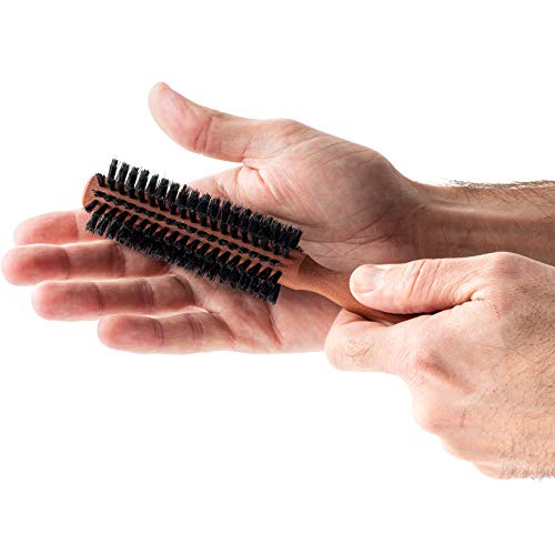 ZilberHaar – Styler – Cepillo redondo para barba y pelo – 1,3 pulgadas – Cerdas de jabalí y madera – Cepillo redondo – Cepillo de secado de barba – Cepillo para hombre