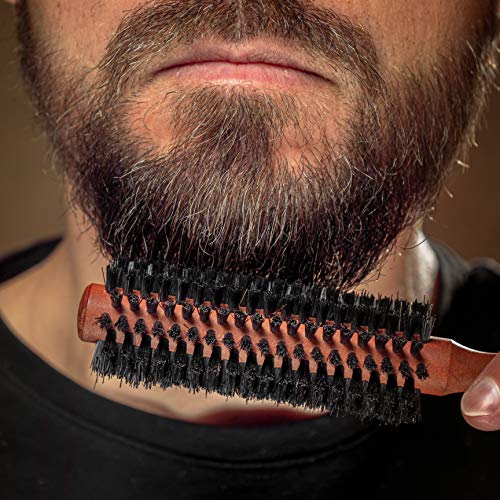 ZilberHaar – Styler – Cepillo redondo para barba y pelo – 1,3 pulgadas – Cerdas de jabalí y madera – Cepillo redondo – Cepillo de secado de barba – Cepillo para hombre