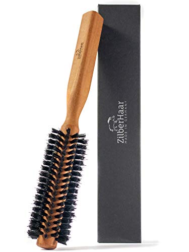 ZilberHaar – Styler – Cepillo redondo para barba y pelo – 1,3 pulgadas – Cerdas de jabalí y madera – Cepillo redondo – Cepillo de secado de barba – Cepillo para hombre