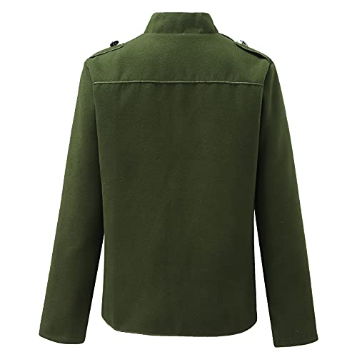 Zldhxyf Elegante chaqueta de traje para mujer con tira de botones, estilo militar, para el tiempo libre, para negocios, oficina, traje., verde militar, XL