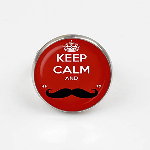 2018 "Keep Calm and Love Moustache, anillo rojo para mantener la calma, mantener la calma en las joyas, rojo, regalo de cumpleaños"