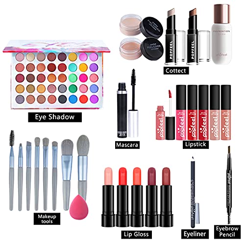 29 piezas Kits de Maquillaje, Set de Cosméticos Todo en Uno, Set de Regalo de Maquillaje Kit de Inicio Completo con Sombras de Ojos, lápiz Labial, Kit de Cosméticos para Niñas Mujeres