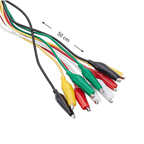 30 Piezas de Pinzas Cocodrilo con Cable, Juego de Cables de Prueba, con Cable de 5 Colores, Longitud del Cable 50 cm Para Configuraciones de Prueba, Tecnología de Medición y Conexión de Alimentación