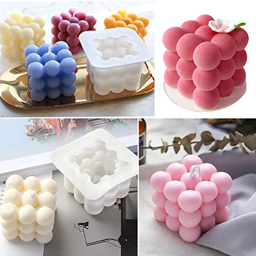 3D Cube Vela Moldes, NALCY 2PCS moldes para Velas de Silicona, Forma de Cubo en Forma de Bola, Cubo de Silicona Molde, Velas Artesanales, Velas Perfumadas, Fabricación Artesanal