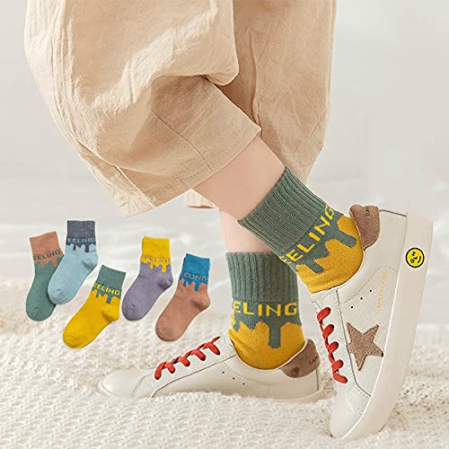 5 Pares de Calcetines de Invierno para bebés, niños, Oso de Dibujos Animados, Primavera otoño, algodón, Transpirable, Mantener el Piso Caliente, Calcetines Antideslizantes para niñas -a66-4-8years