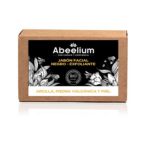 Abeelium Jabon Facial Exfoliante Fuerte con Arcilla, Piedra Volcánica y Miel Detox - 100 g