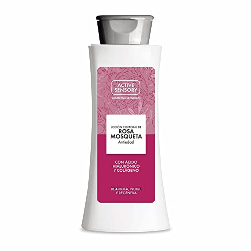 Active Sensory Loción Corporal Rosa Mosqueta - Loción Hidratante enriquecida con Aceite de Rosa Mosqueta, Ácido Hialurónico y Colágeno para Nutrir, Regenerar y Reforzar la Elasticidad Cutánea - 400 ml