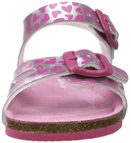 Agatha Ruiz De La Prada 172982, Sandalias con Correa de Tobillo Niños, Plata Y Estampado Corazones, 33 EU