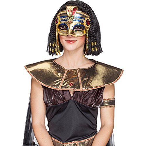 Amakando Cleopatra - Máscara de serpiente egipcia, dorada, antigua, faraón, máscara, disfraz de carnaval, accesorio de serpiente, máscara de carnaval de Egipto