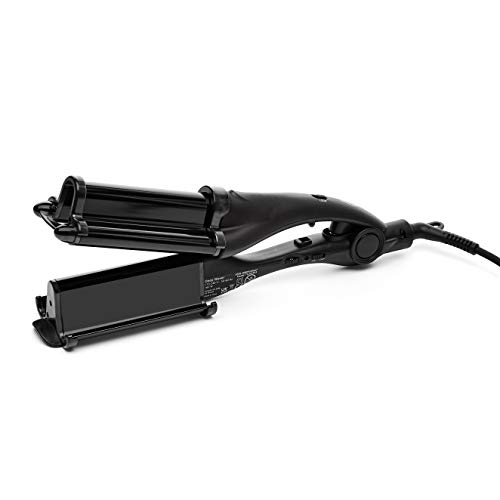 Amazon Basics - Plancha de pelo Deep Waver con PTC con varias configuraciones de calor, color negro