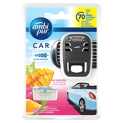 AMBI PUR Frutas Tropicales Difusor Y Fragancia para Ambientador De Clip para Coche 7 ml