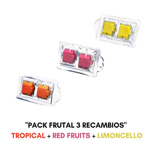 AMBICAR - Recambios para ambientador eléctrico COCHE o CASA. Pack MIX Nº1 (3 recambios) Esencias Naturales, SIN Alcohol ni Químicos. Aromas para difusor - Fragancias FRUTALES, Limón-Fresa-Frutas