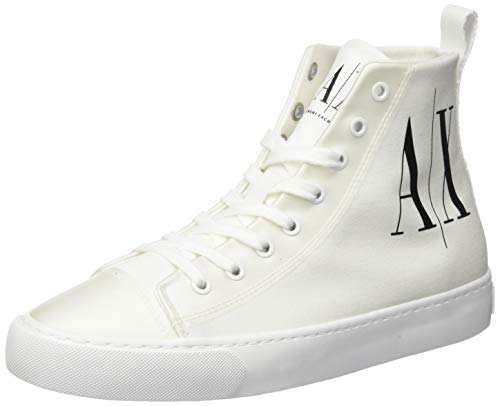 Armani Exchange High Top Cotton Sneakers, Zapatillas Altas Mujer, Blanco (Op.White+Black Logo 00152), 37 EU